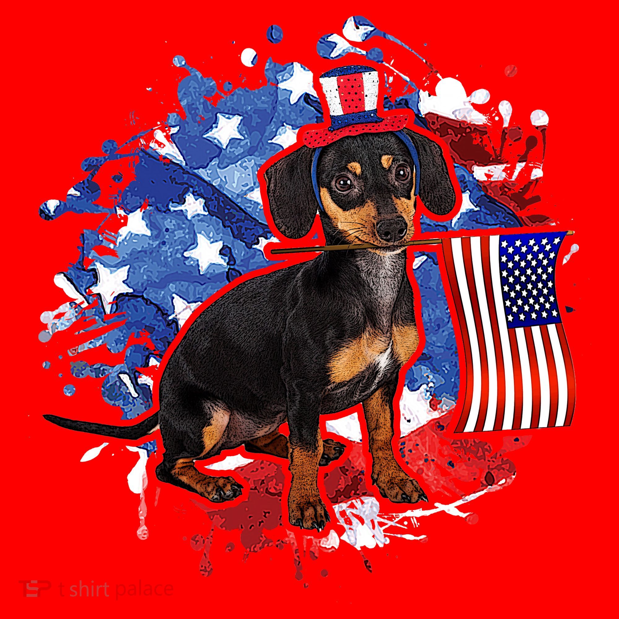 American Flag Dachshund Dog Cool Santa Hat