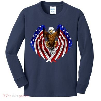 American Flag Eagle Kids Long Sleeve Shirt