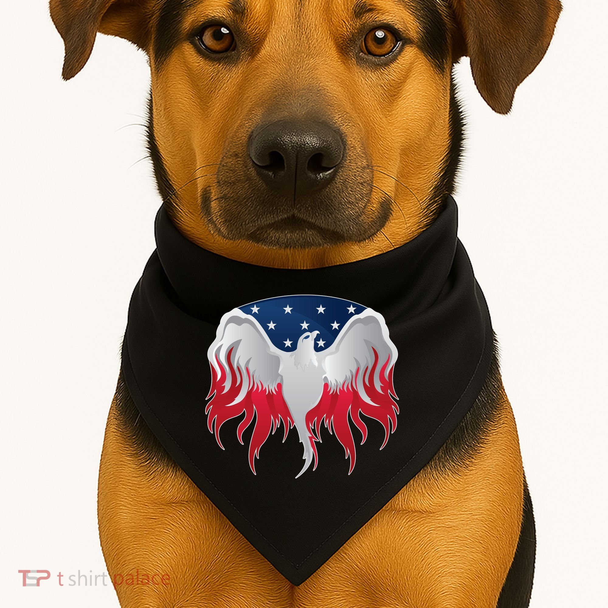 American Flag Eagle USA Illustration USA-Made Doggie Bandana