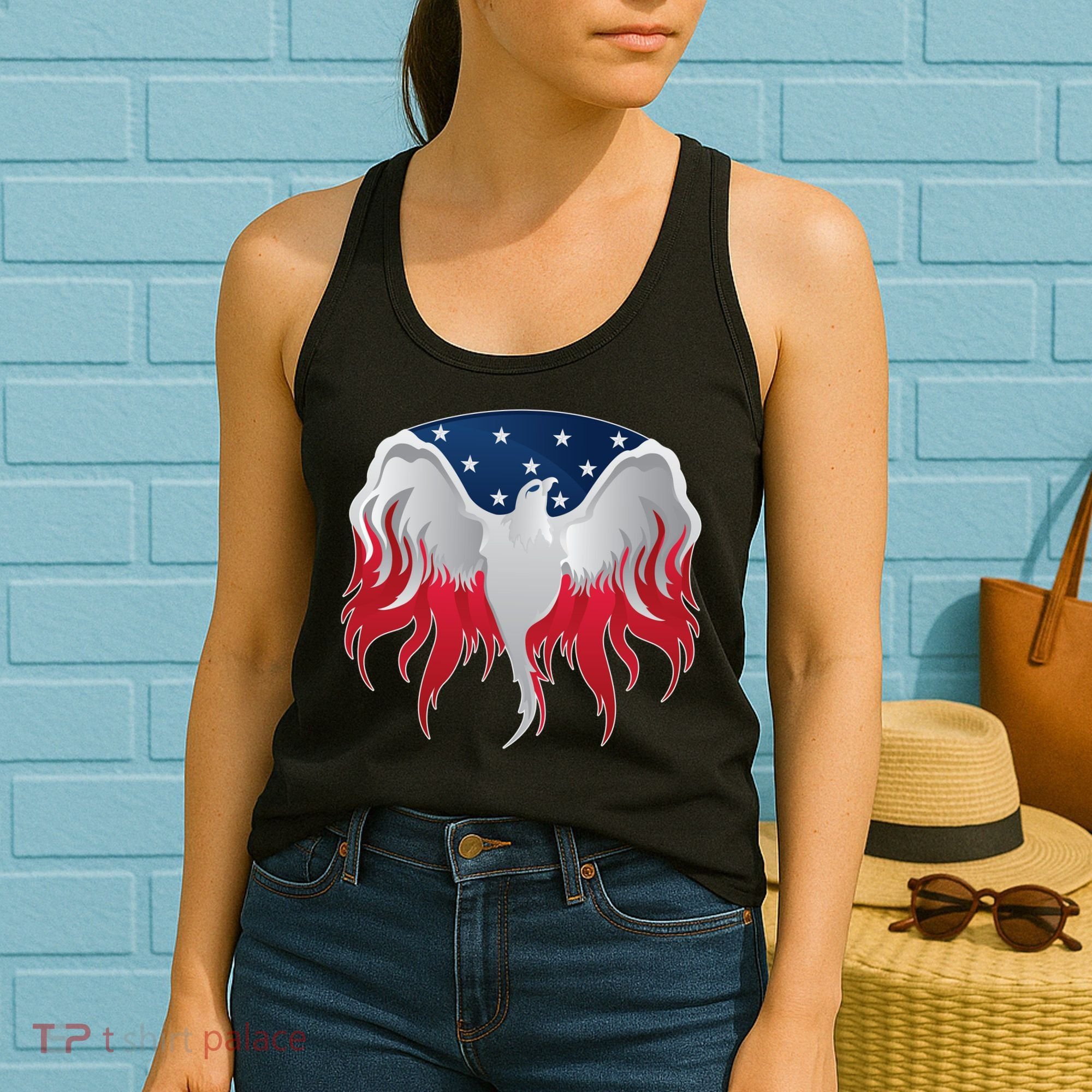 American Flag Eagle USA Illustration Women's Tank Top