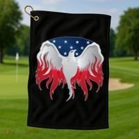 American Flag Eagle USA Illustration Golf Towel thumb 1