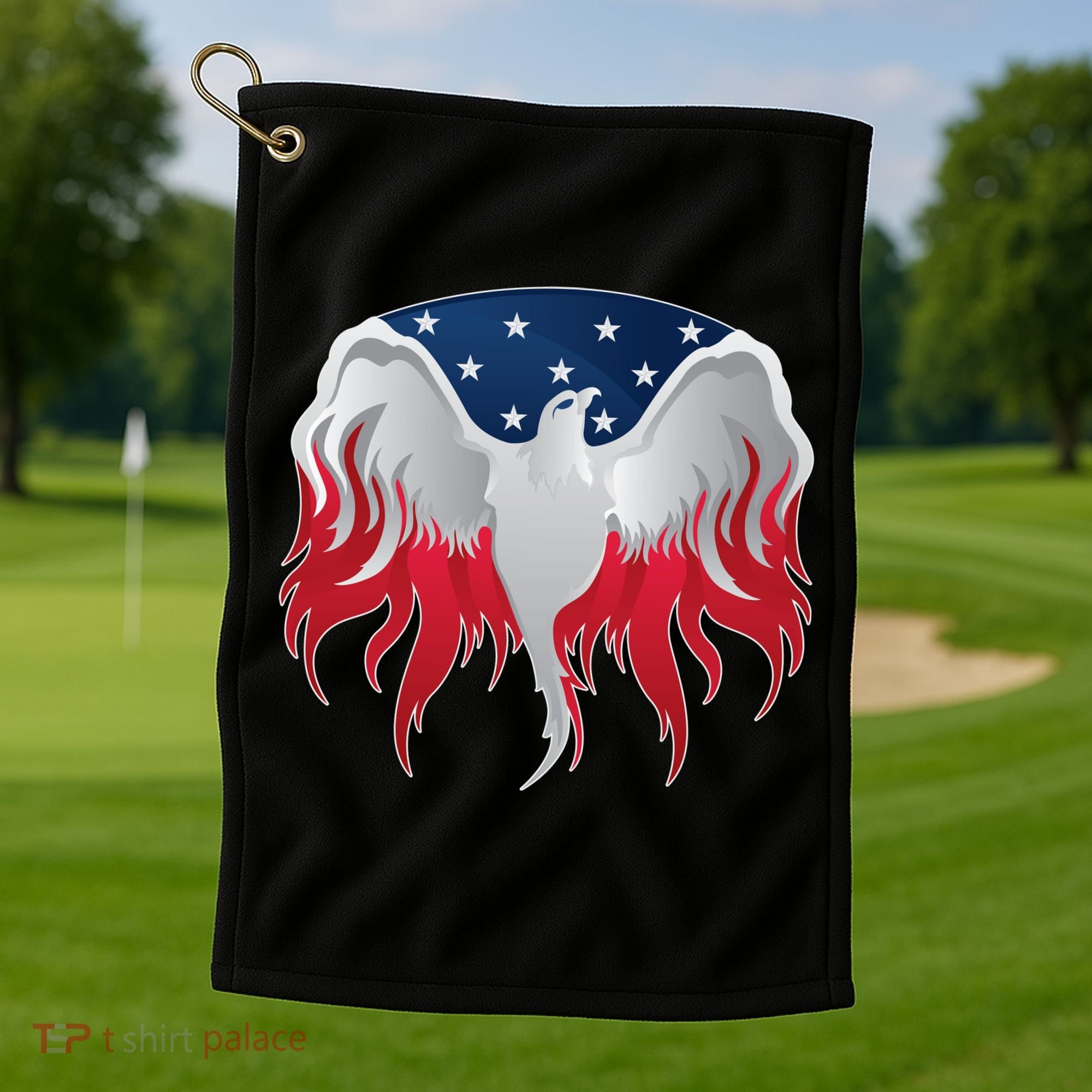 American Flag Eagle USA Illustration Golf Towel