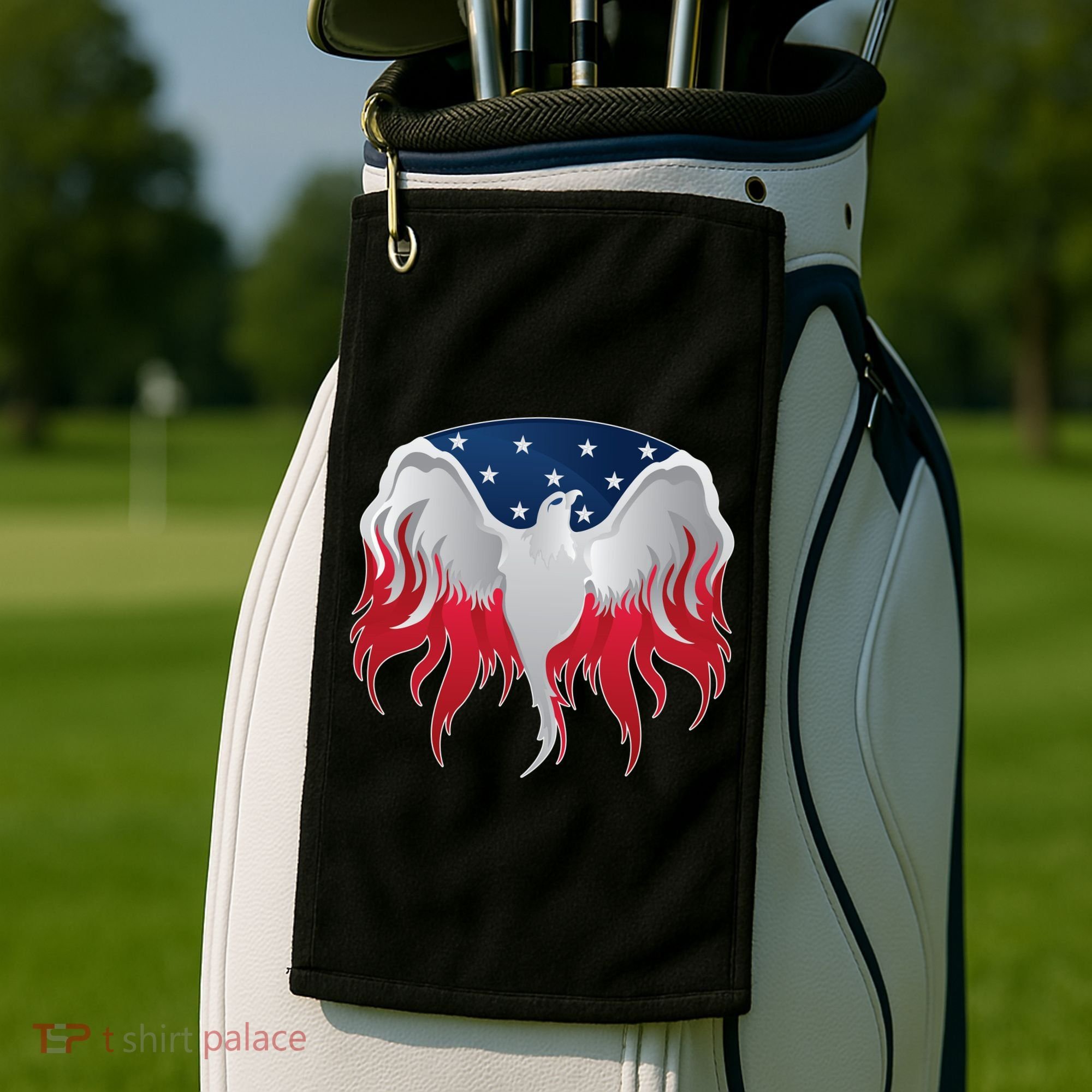 American Flag Eagle USA Illustration Golf Towel