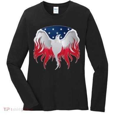 American Flag Eagle USA Illustration Women's Long Sleeve Shirt