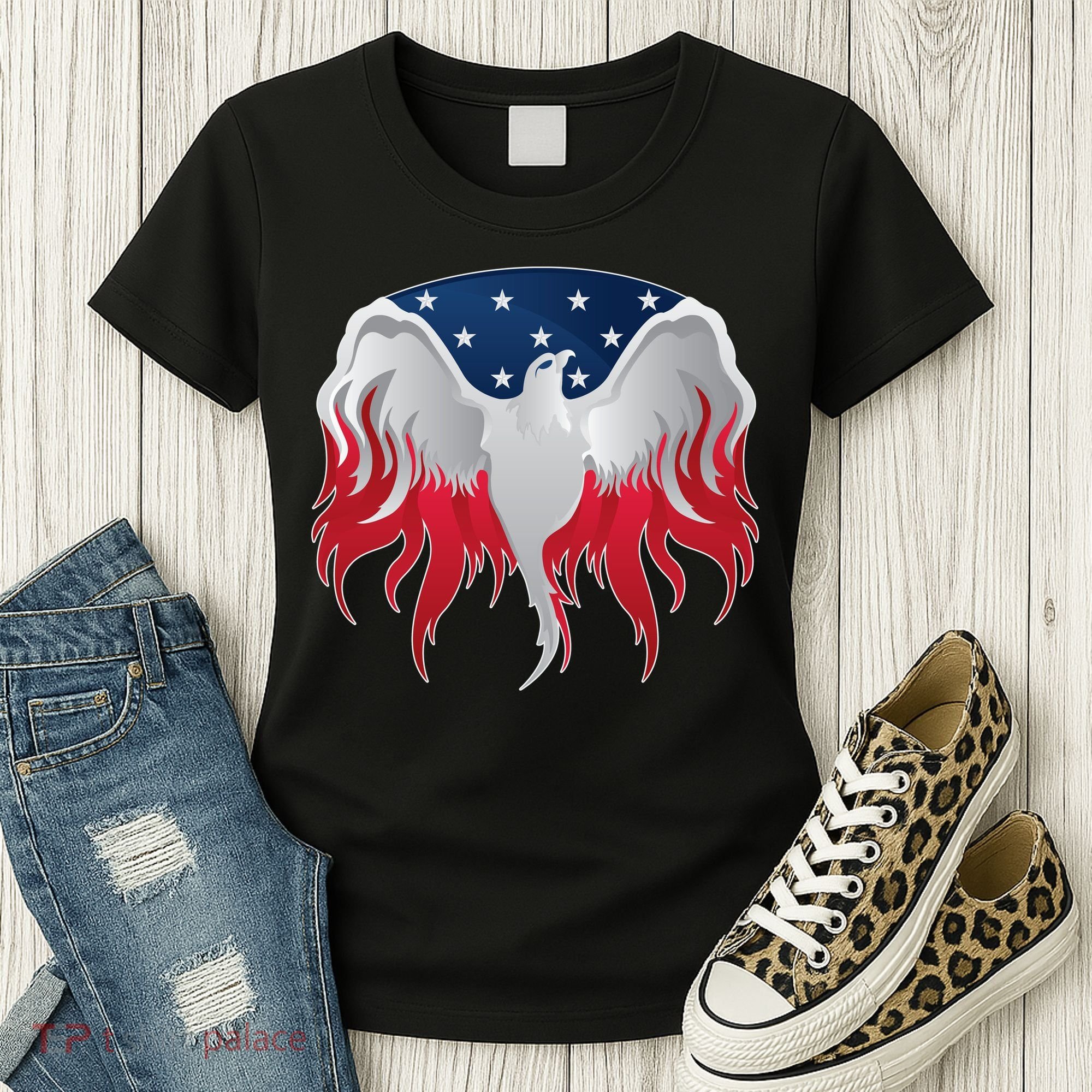 American Flag Eagle USA Illustration Women's T-Shirt