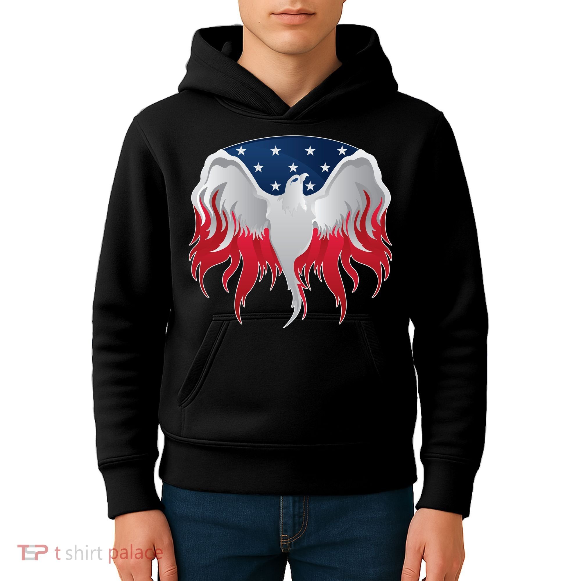 American Flag Eagle USA Illustration Kids Hoodie