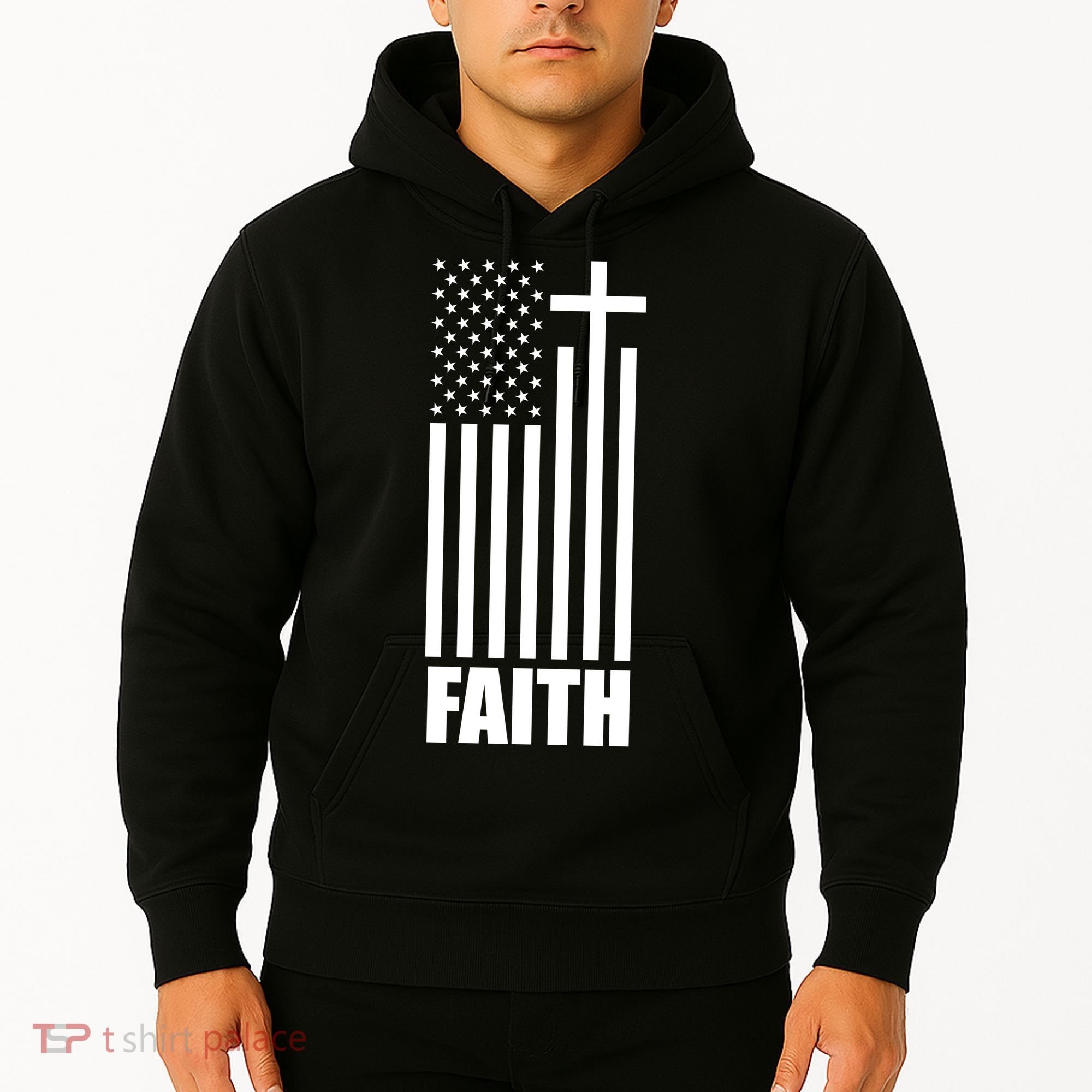 American Flag Faith Cross Hoodie