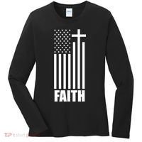 American Flag Faith Cross Women's Long Sleeve Shirt thumb 0