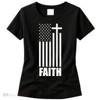 American Flag Faith Cross Women's T-Shirt thumb 0