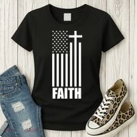 American Flag Faith Cross Women's T-Shirt thumb 3