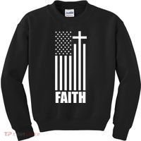 American Flag Faith Cross Kids Sweatshirt thumb 0