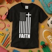 American Flag Faith Cross Kids T-Shirt thumb 3