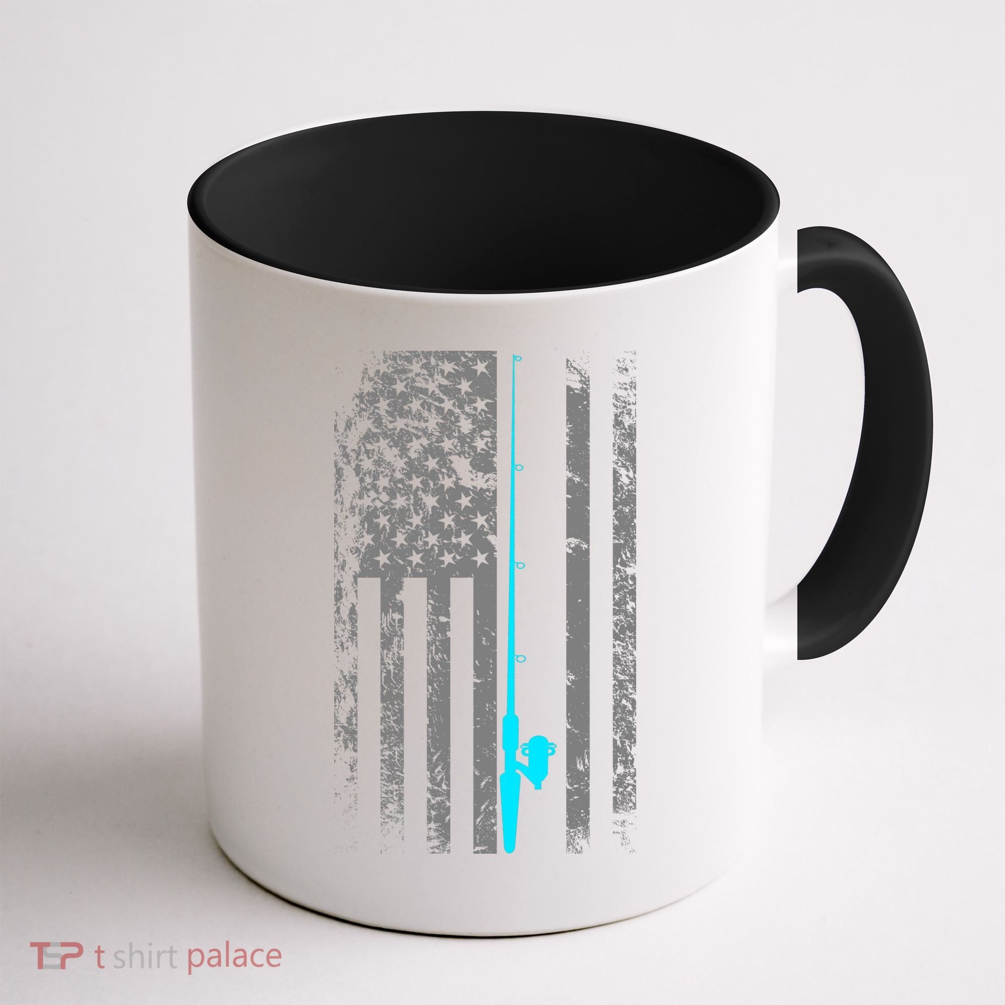 American Flag Fishing Pole Coffee Mug