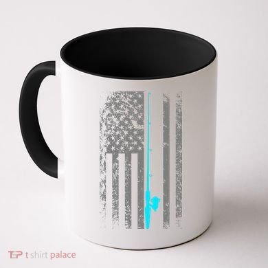 American Flag Fishing Pole Coffee Mug