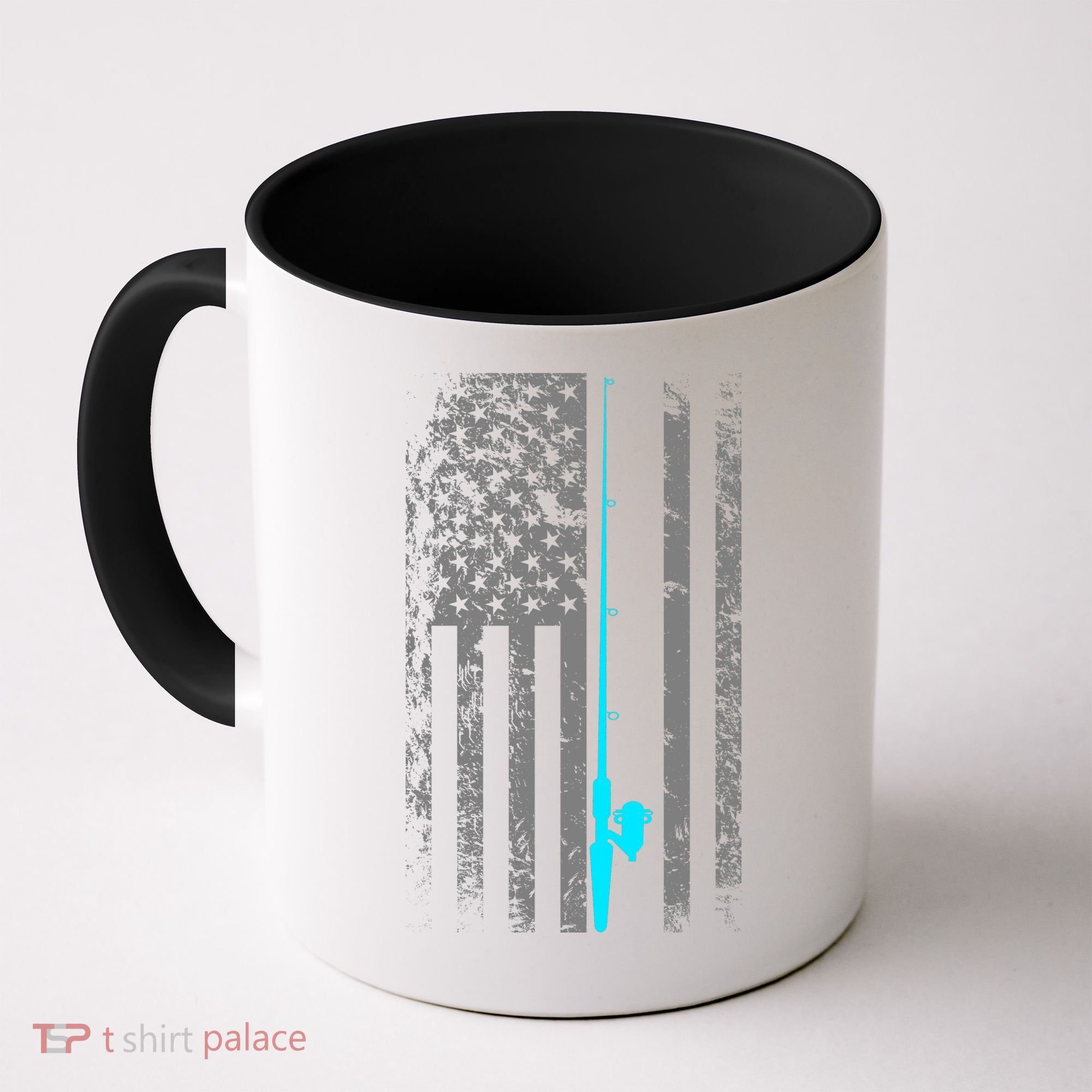 American Flag Fishing Pole Coffee Mug