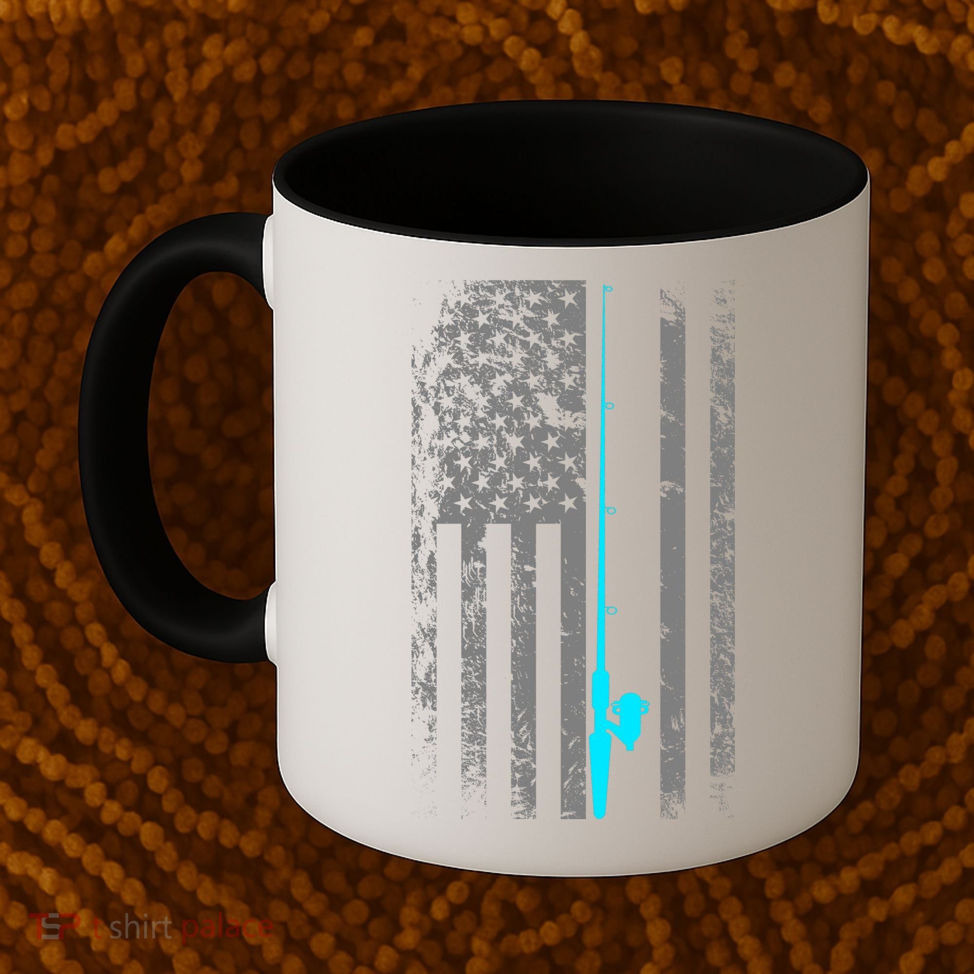 American Flag Fishing Pole Coffee Mug