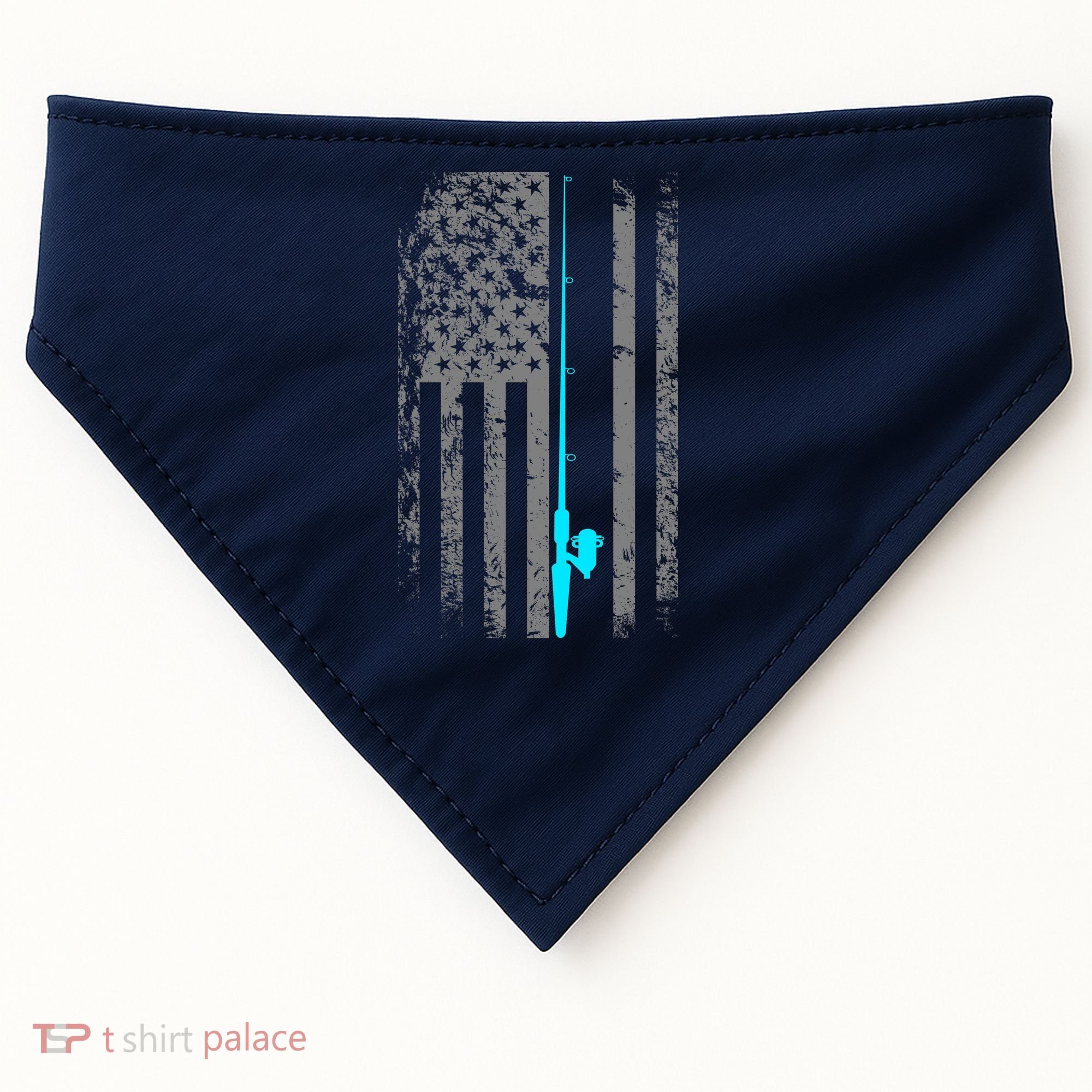 American Flag Fishing Pole USA-Made Doggie Bandana