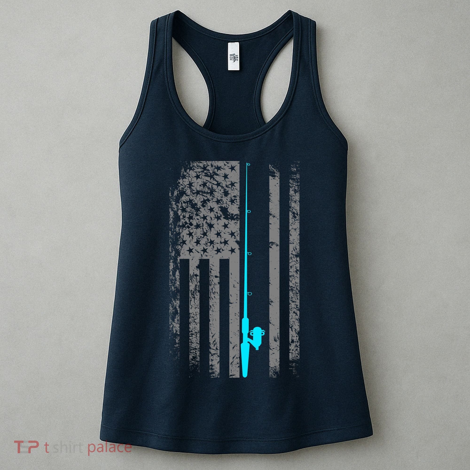 American Flag Fishing Pole Women's Tank Top