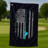 American Flag Fishing Pole Golf Towel thumb 1