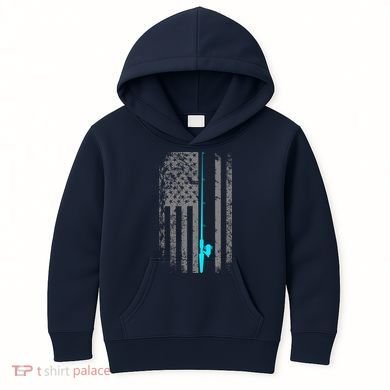 American Flag Fishing Pole Kids Hoodie