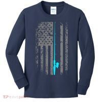 American Flag Fishing Pole Kids Long Sleeve Shirt thumb 0