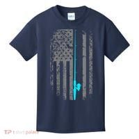 American Flag Fishing Pole Kids T-Shirt thumb 0