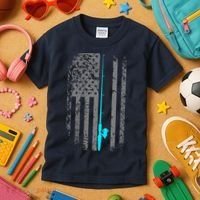 American Flag Fishing Pole Kids T-Shirt thumb 3