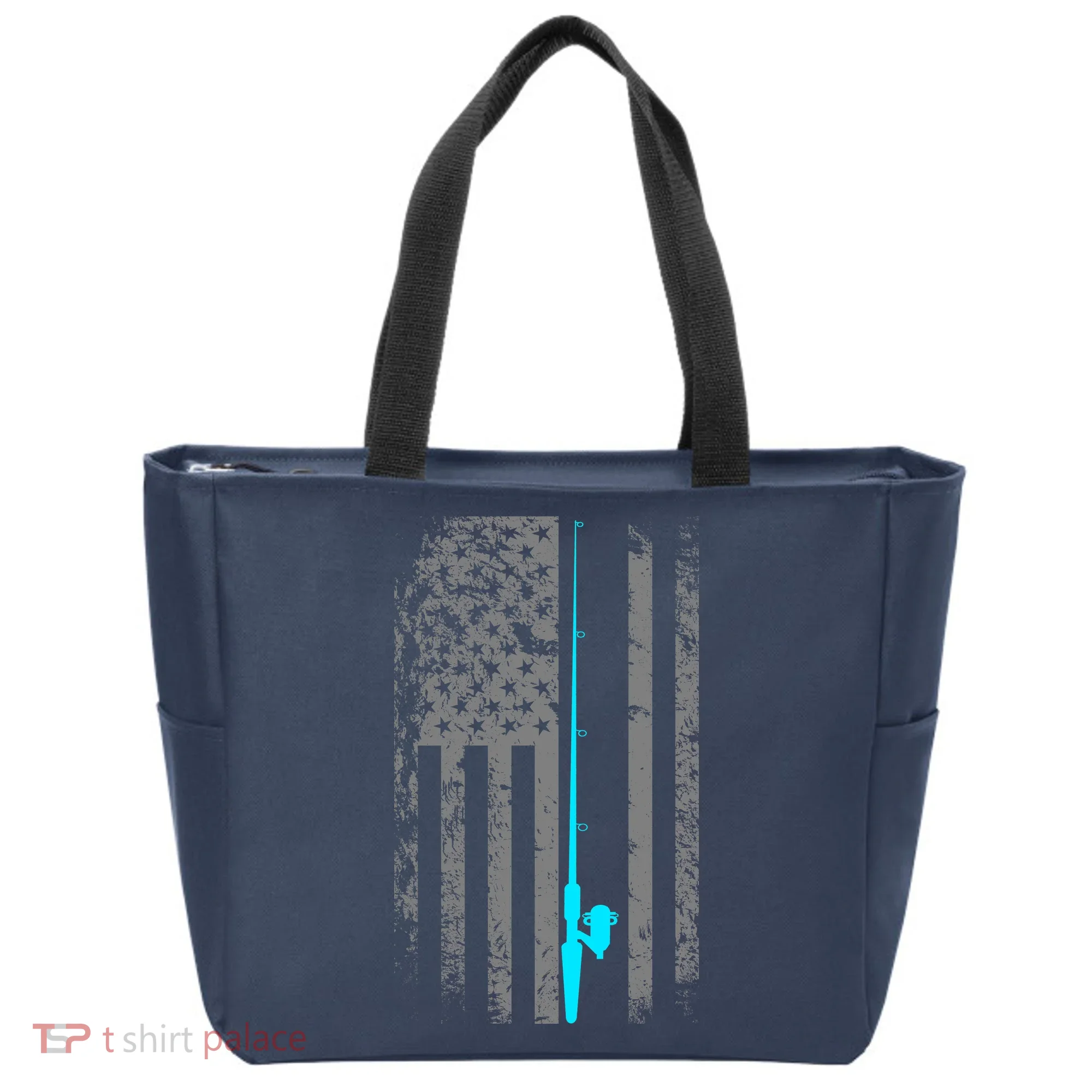 American Flag Fishing Pole Tote Bag