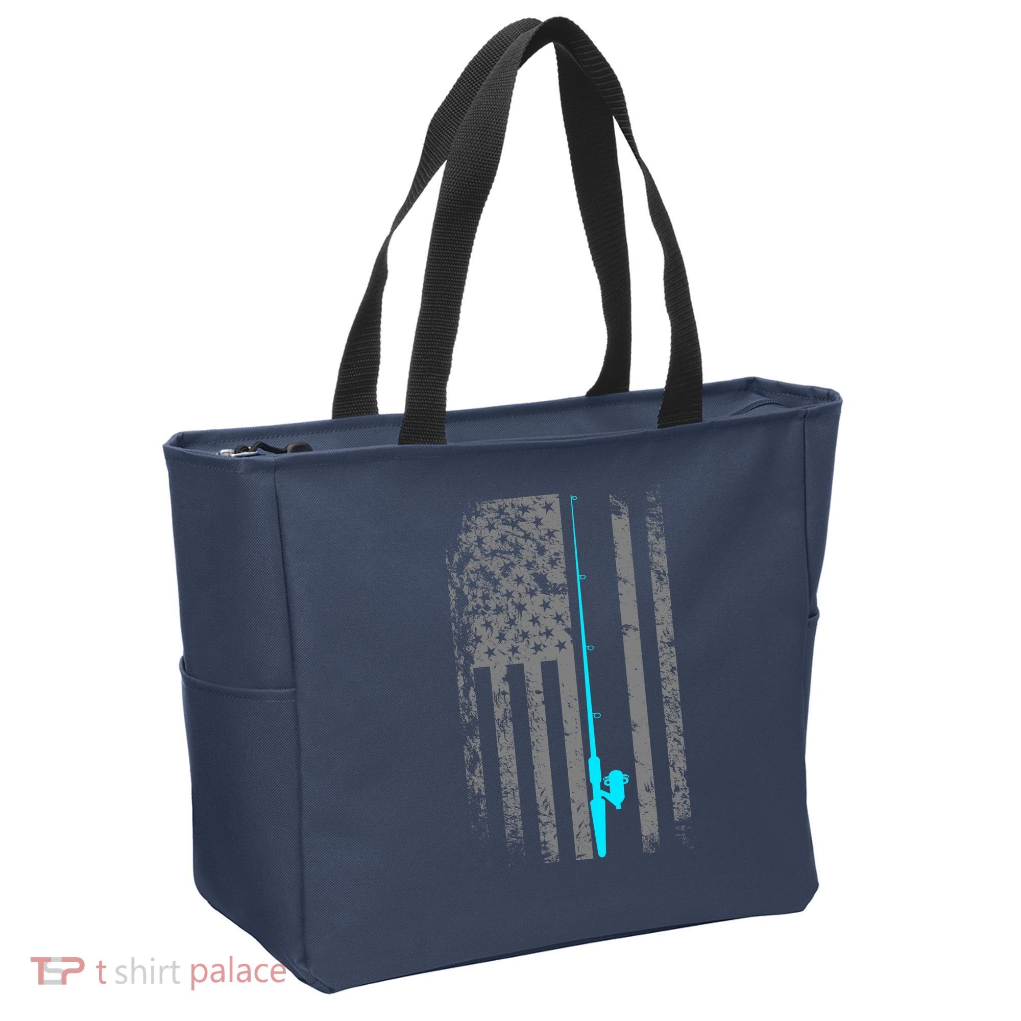 American Flag Fishing Pole Tote Bag