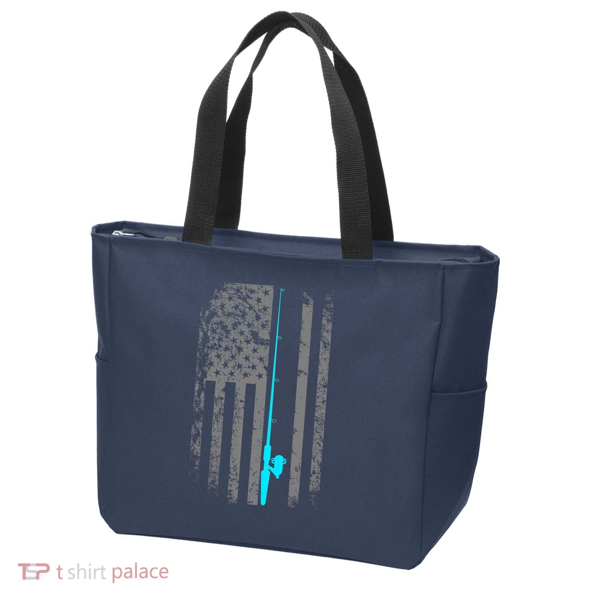 American Flag Fishing Pole Tote Bag