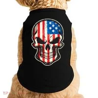 American Flag Human Skull Doggie Tank thumb 0