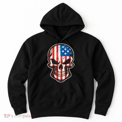 American Flag Human Skull Hoodie