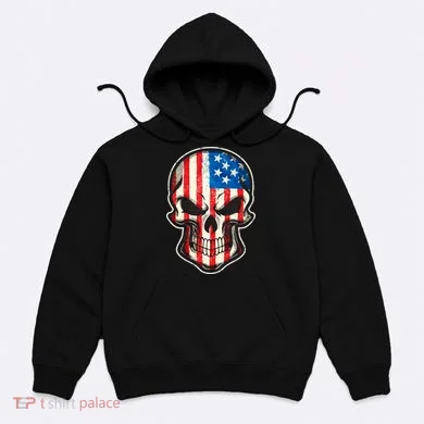 American Flag Human Skull Hoodie