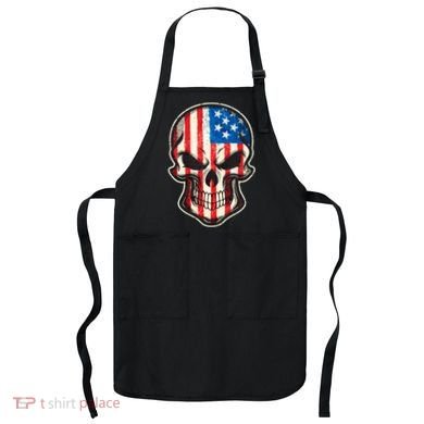 American Flag Human Skull Apron