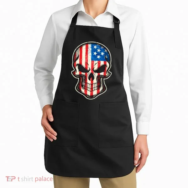 American Flag Human Skull Apron