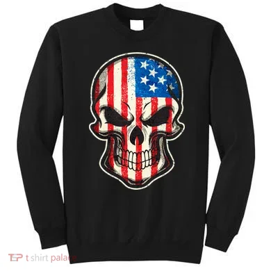 American Flag Human Skull Sweatshirt