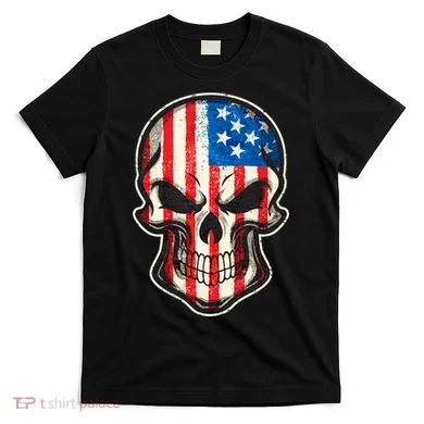 American Flag Human Skull T-Shirt