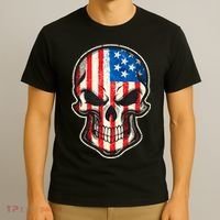 American Flag Human Skull T-Shirt thumb 3