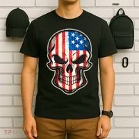 American Flag Human Skull T-Shirt thumb 6