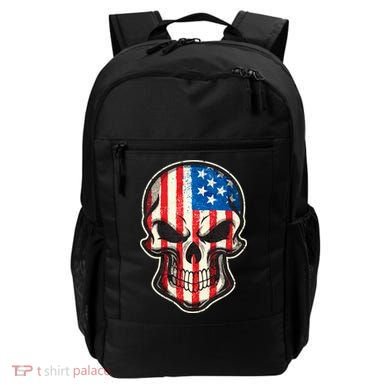 American Flag Human Skull Backpack