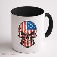 American Flag Human Skull Coffee Mug thumb 1