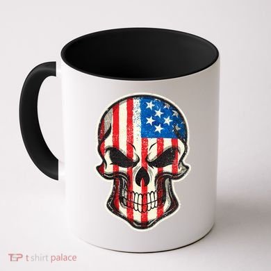 American Flag Human Skull Coffee Mug