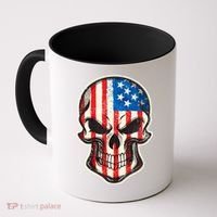 American Flag Human Skull Coffee Mug thumb 0