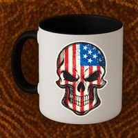 American Flag Human Skull Coffee Mug thumb 2