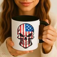 American Flag Human Skull Coffee Mug thumb 3