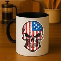 American Flag Human Skull Coffee Mug thumb 4