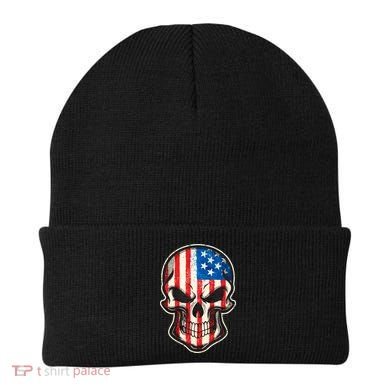 American Flag Human Skull Beanie