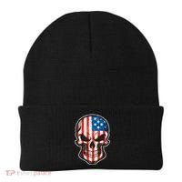 American Flag Human Skull Beanie thumb 0