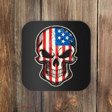 American Flag Human Skull Coaster