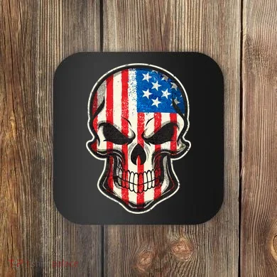 American Flag Human Skull Coaster